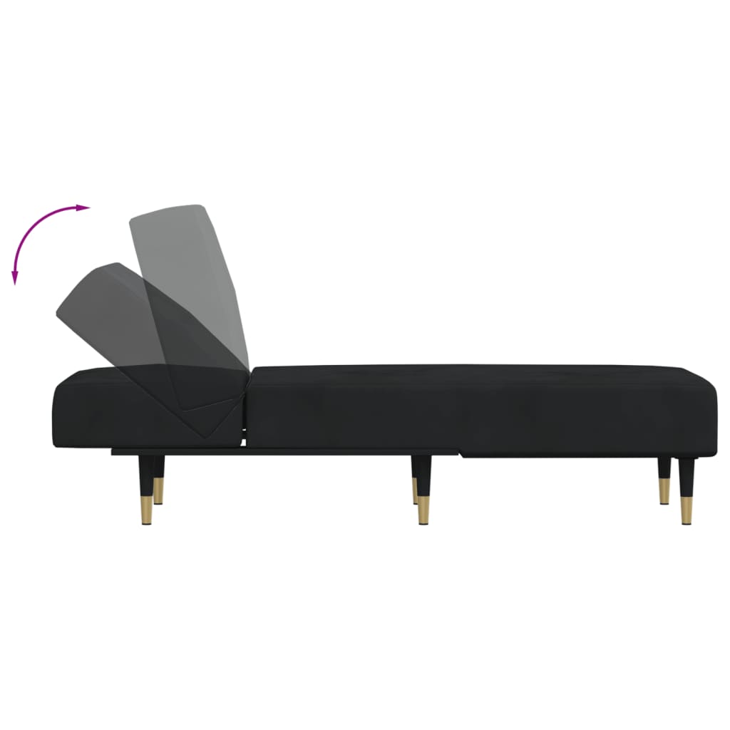 Chaise longue fluweel zwart