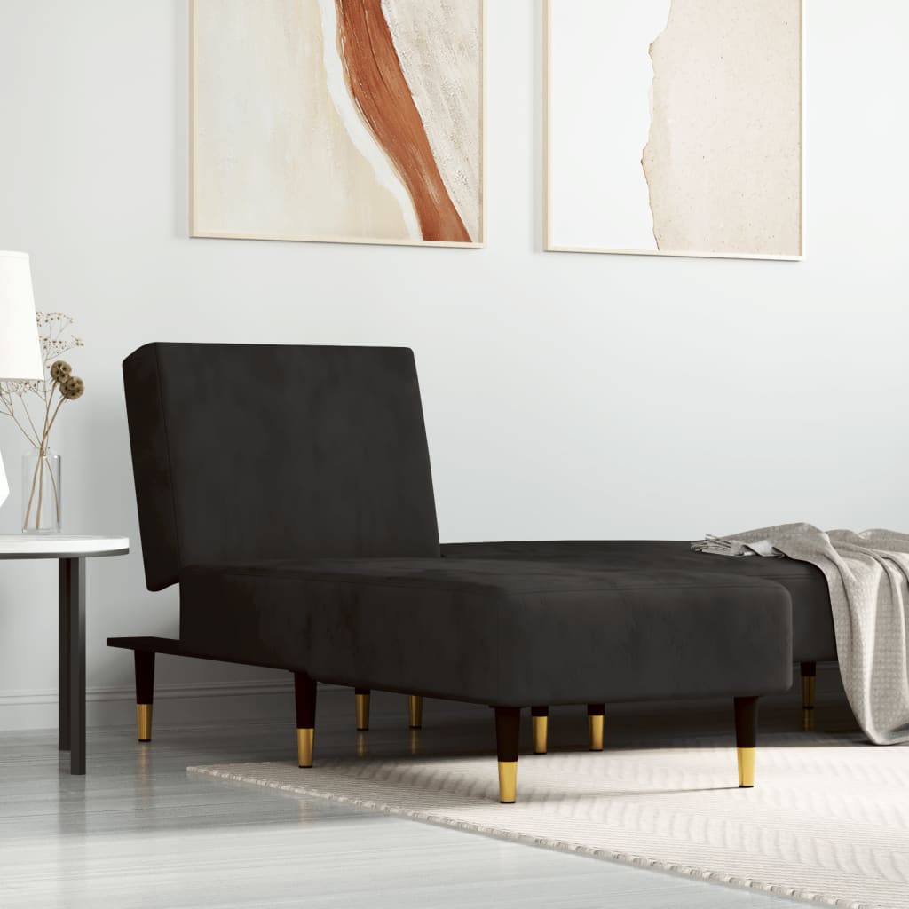 Chaise longue fluweel zwart