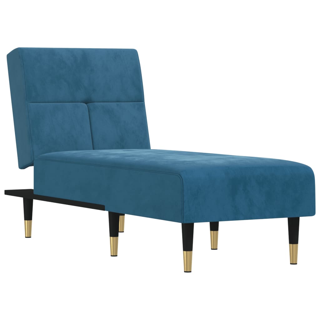 Chaise longue fluweel blauw