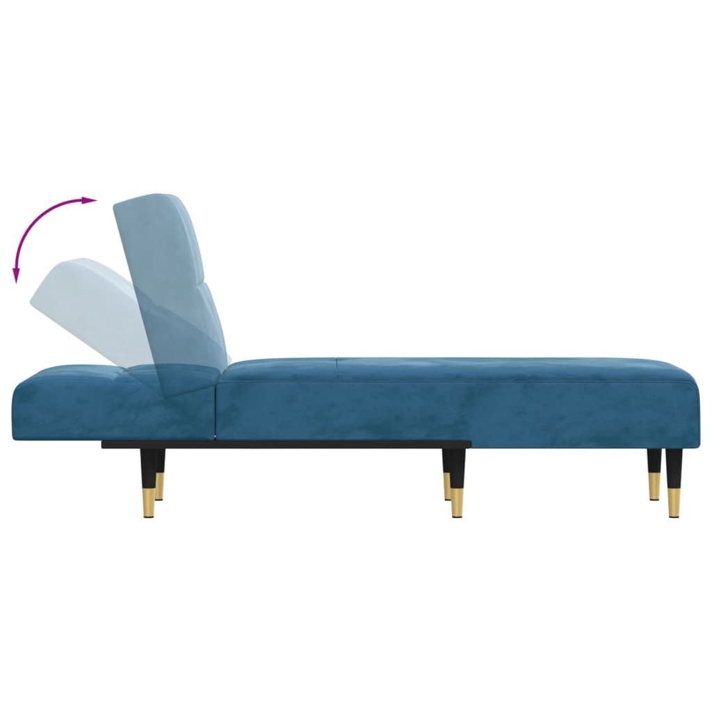 Chaise longue fluweel blauw