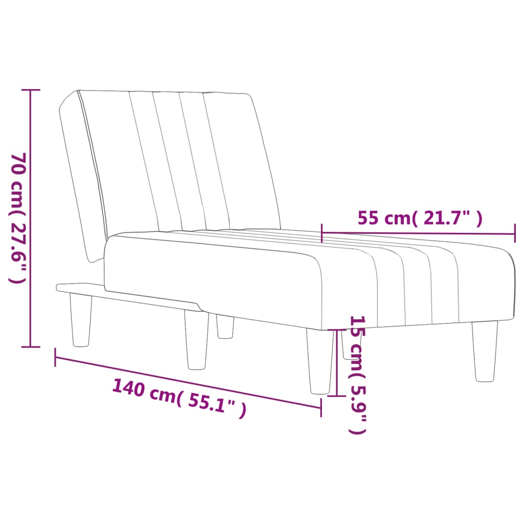 Chaise longue stof lichtgrijs