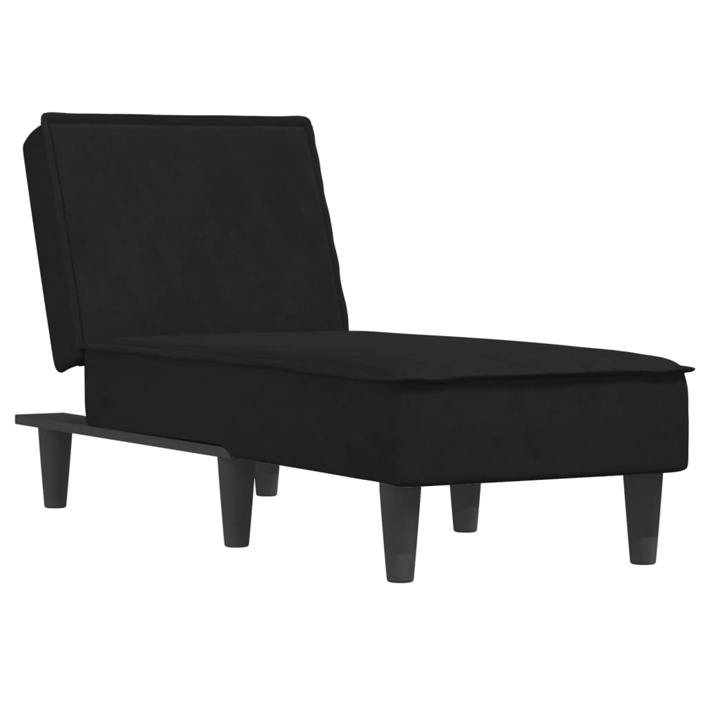 Chaise longue fluweel zwart