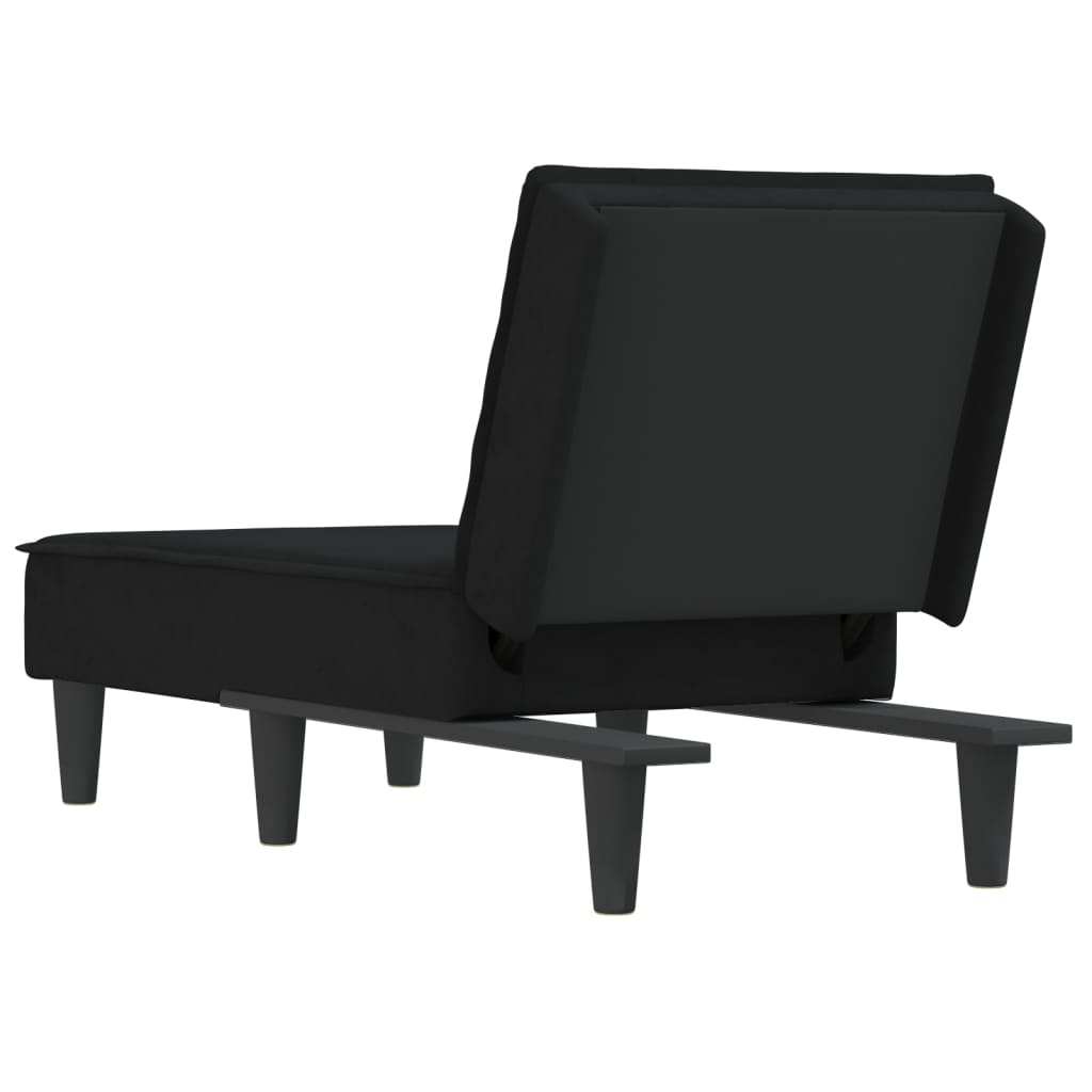 Chaise longue fluweel zwart