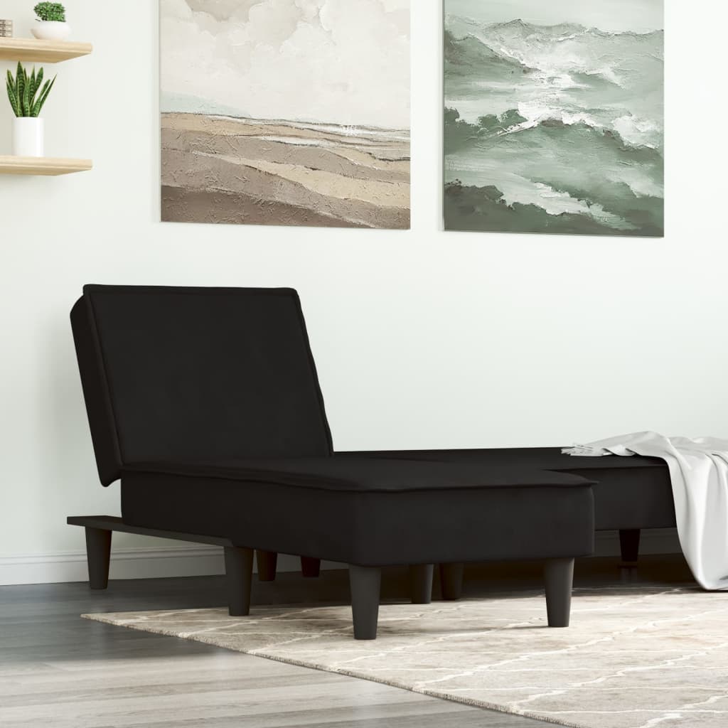 Chaise longue fluweel zwart