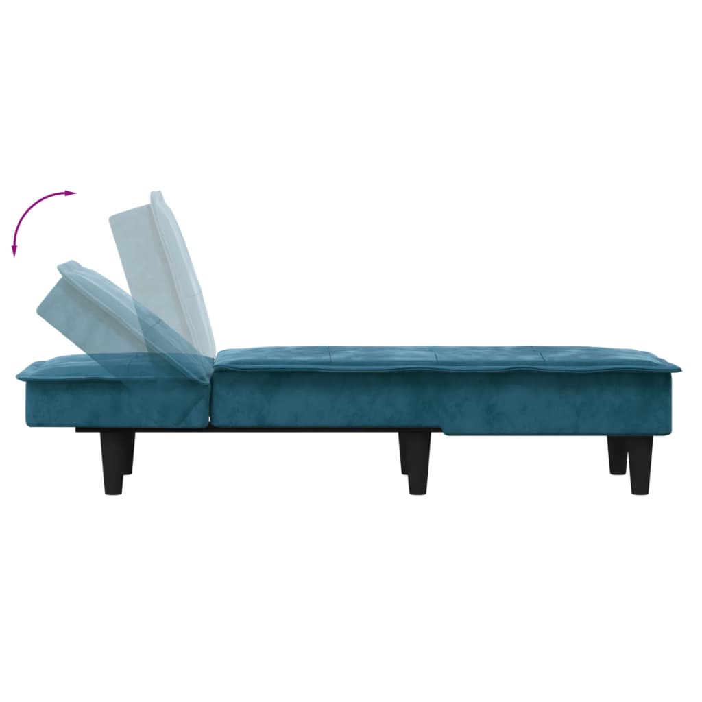 Chaise longue fluweel blauw