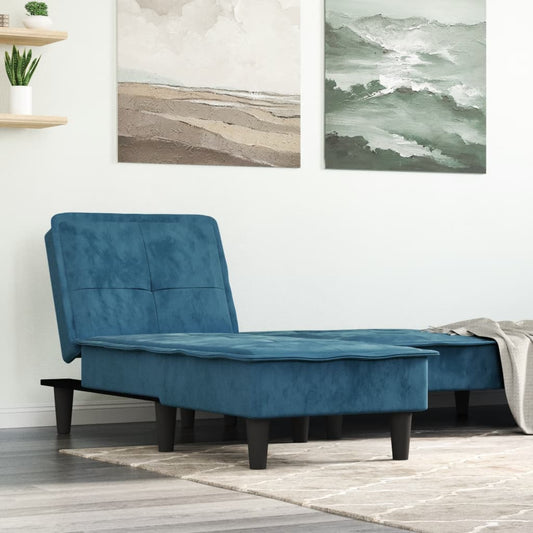 Chaise longue fluweel blauw