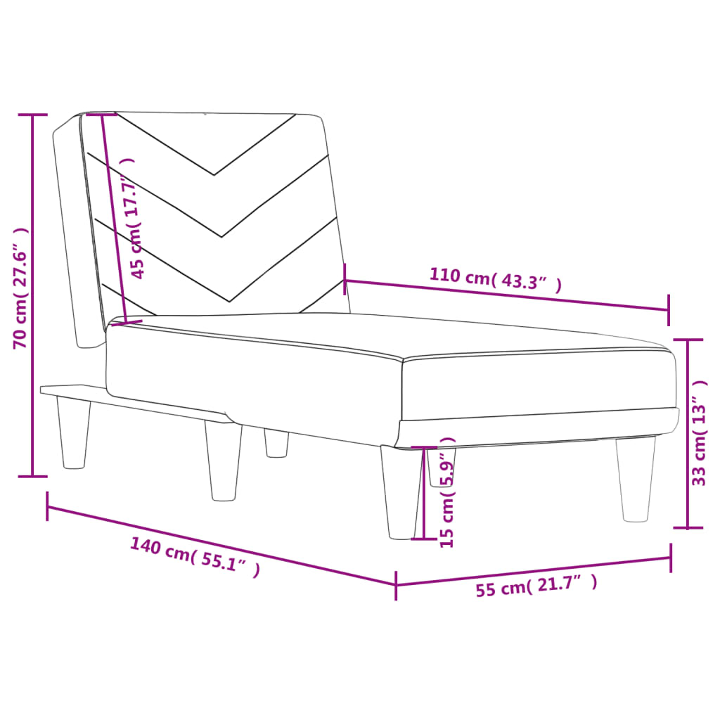 Chaise longue stof zwart