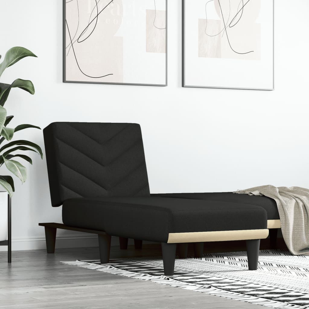 Chaise longue stof zwart