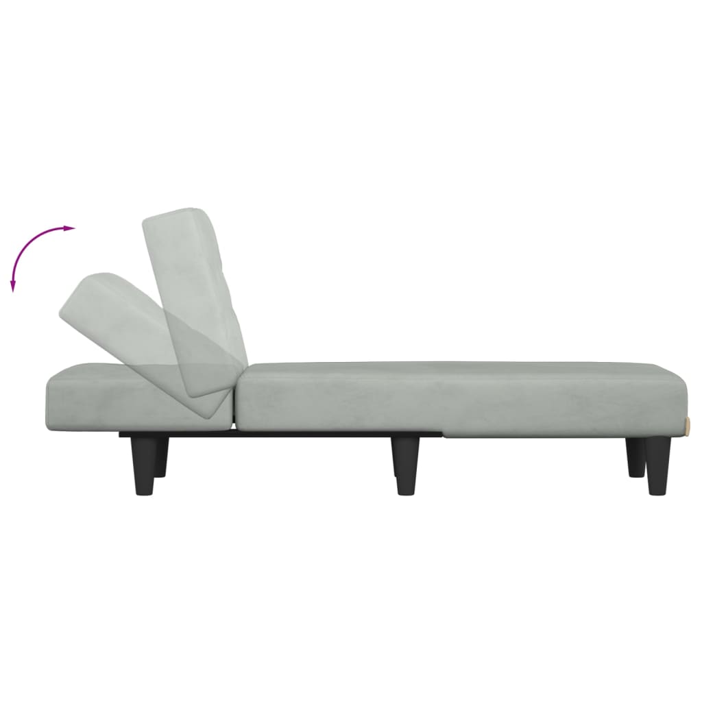 Chaise longue fluweel lichtgrijs