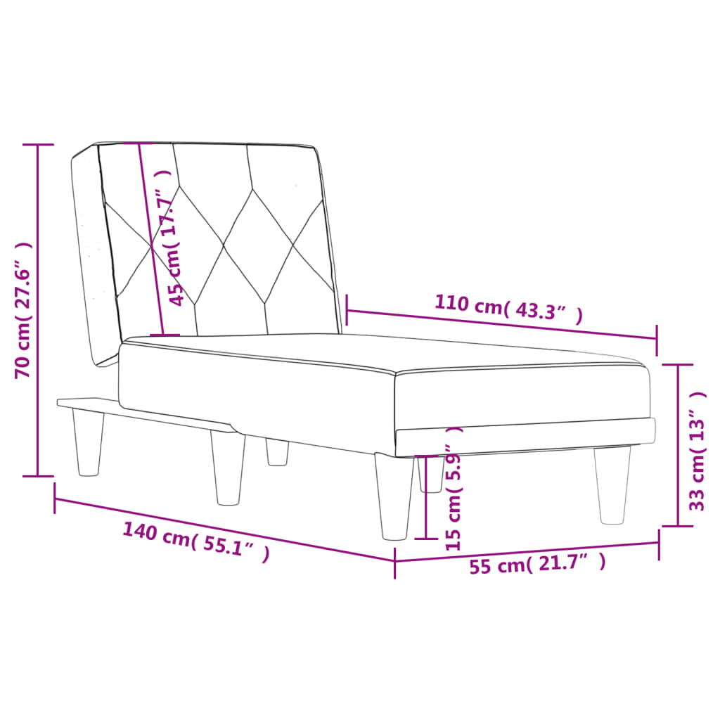 Chaise longue fluweel donkergroen