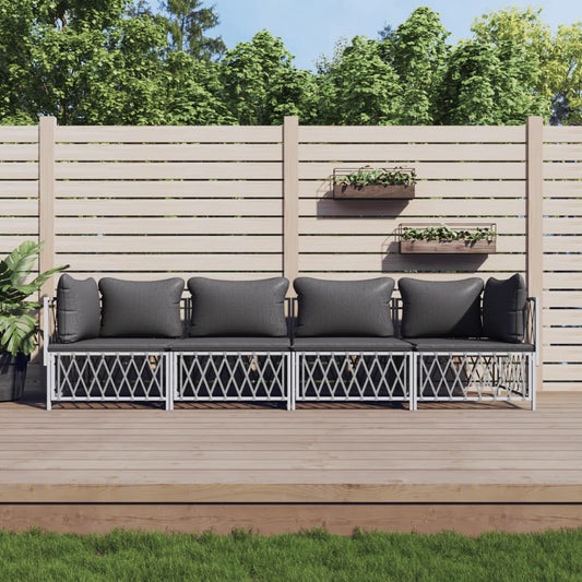 4-delige Loungeset met kussens staal wit Tuinsets | Creëer jouw Trendy Thuis | Gratis bezorgd & Retour | Trendy.nl