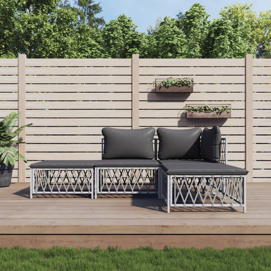 4-delige Loungeset met kussens staal wit Tuinsets | Creëer jouw Trendy Thuis | Gratis bezorgd & Retour | Trendy.nl