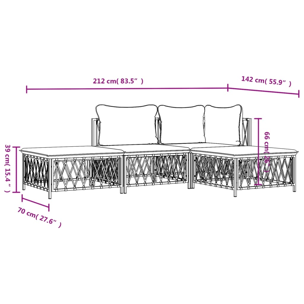 4-delige Loungeset met kussens staal antracietkleurig Tuinsets | Creëer jouw Trendy Thuis | Gratis bezorgd & Retour | Trendy.nl