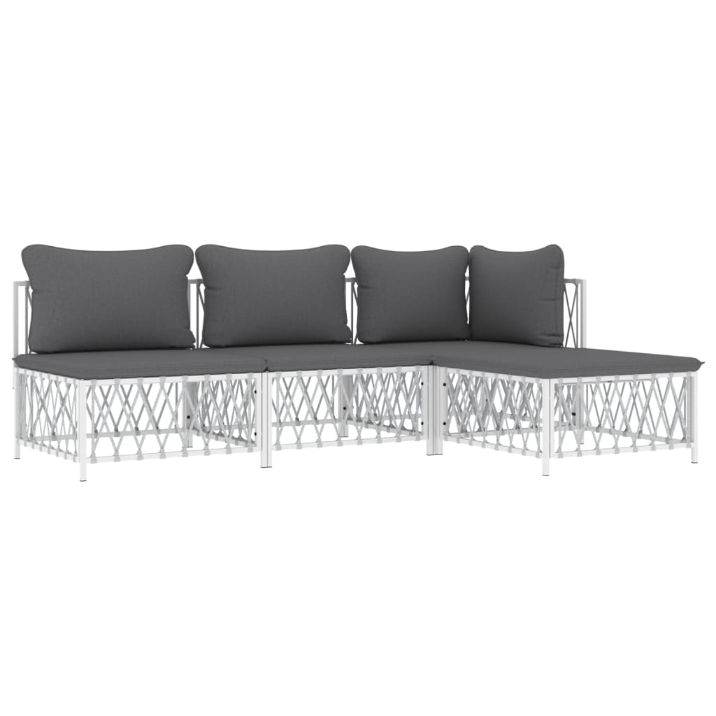 4-delige Loungeset met kussens staal wit Tuinsets | Creëer jouw Trendy Thuis | Gratis bezorgd & Retour | Trendy.nl