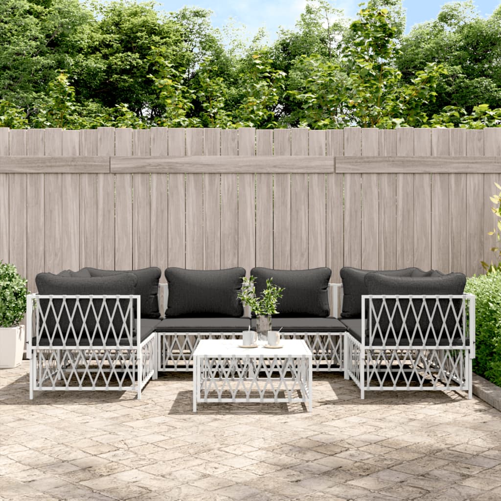 7-delige Loungeset met kussens staal wit Tuinsets | Creëer jouw Trendy Thuis | Gratis bezorgd & Retour | Trendy.nl