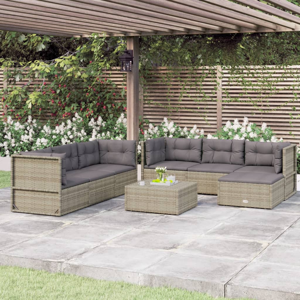 7-delige Loungeset met kussens poly rattan grijs Tuinsets | Creëer jouw Trendy Thuis | Gratis bezorgd & Retour | Trendy.nl