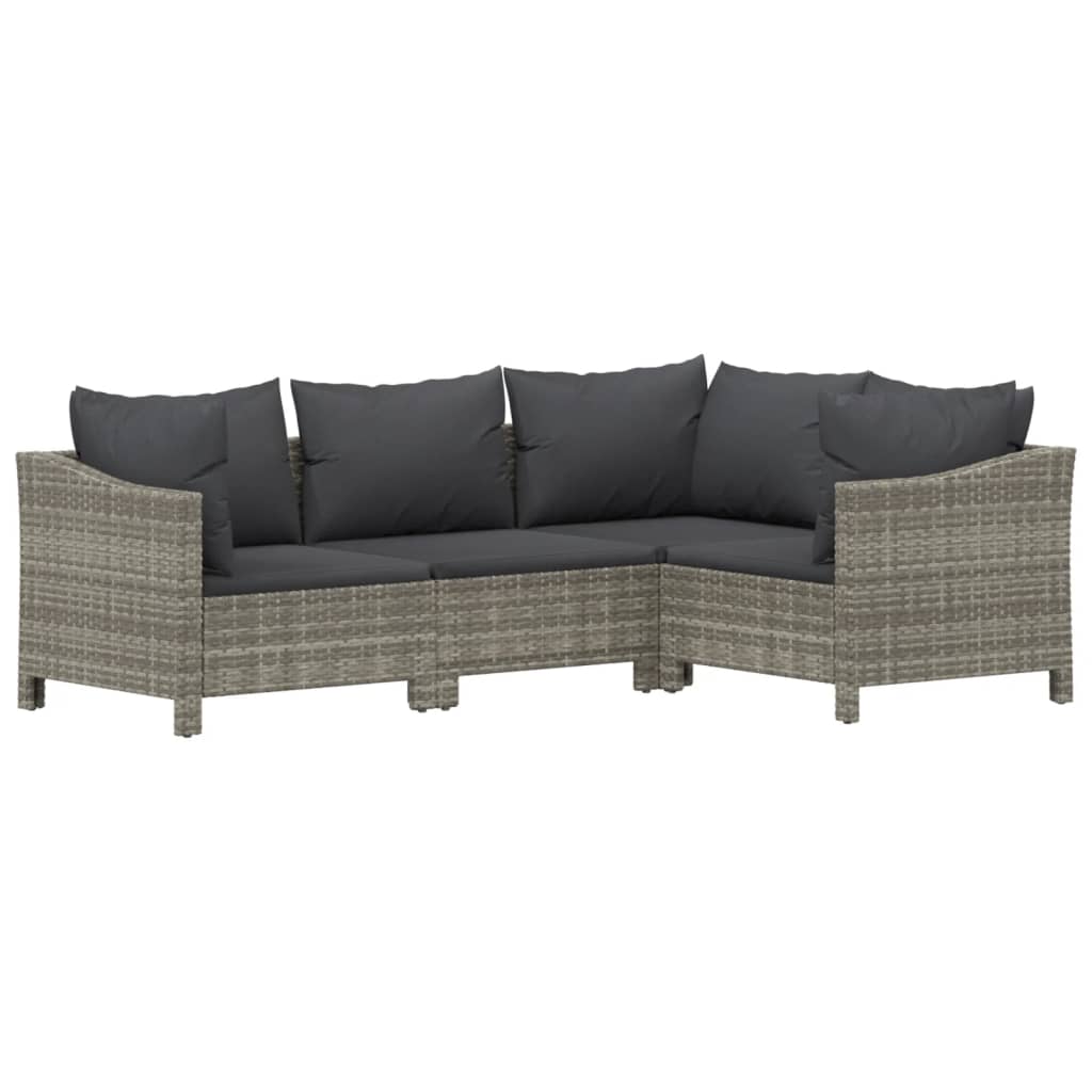 4-delige Loungeset met kussens poly rattan grijs Tuinsets | Creëer jouw Trendy Thuis | Gratis bezorgd & Retour | Trendy.nl