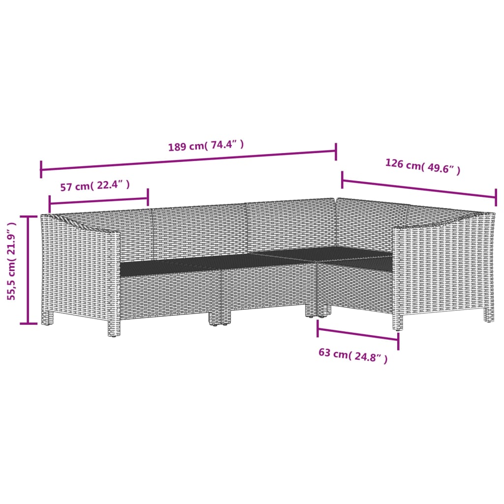 4-delige Loungeset met kussens poly rattan grijs Tuinsets | Creëer jouw Trendy Thuis | Gratis bezorgd & Retour | Trendy.nl