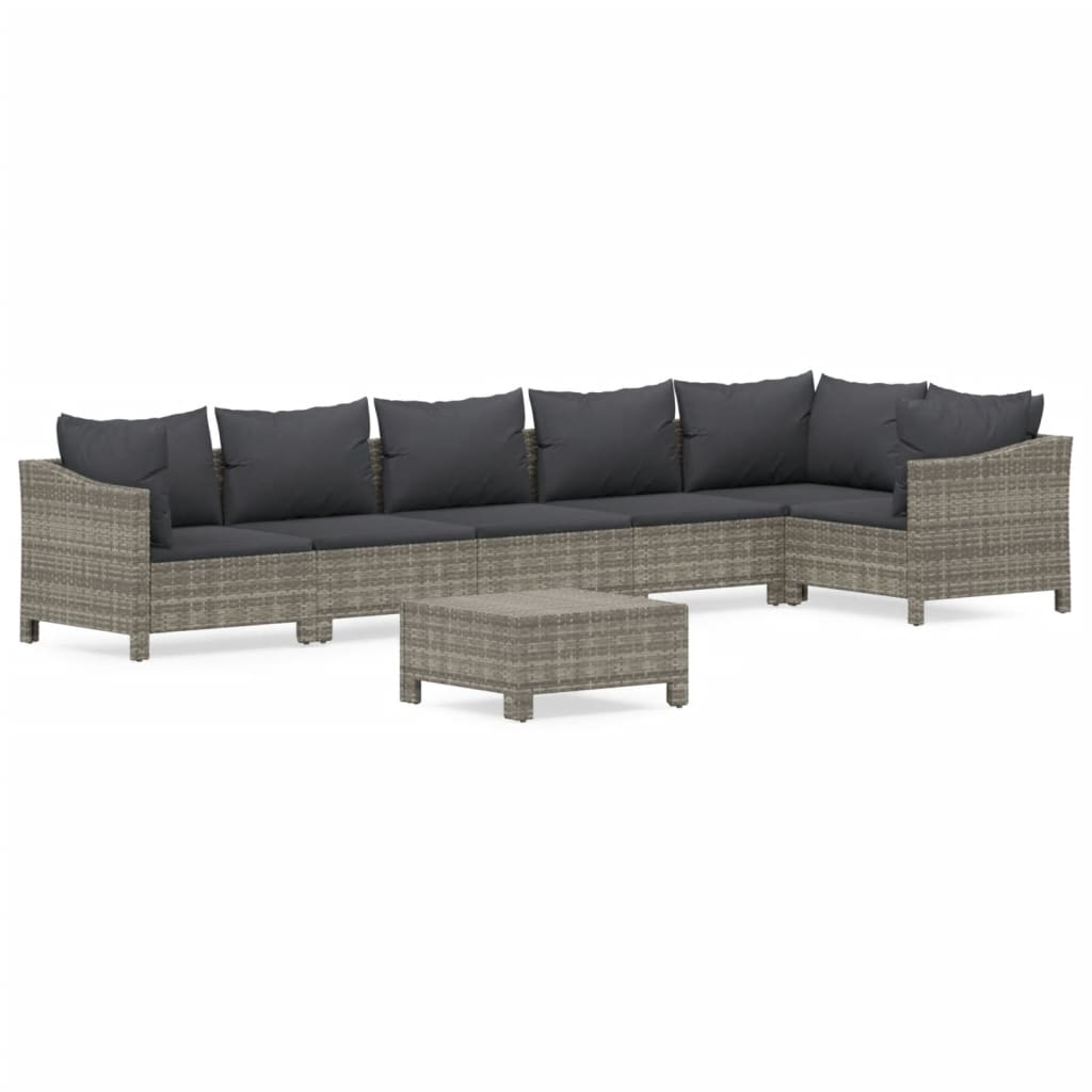 7-delige Loungeset met kussens poly rattan grijs Tuinsets | Creëer jouw Trendy Thuis | Gratis bezorgd & Retour | Trendy.nl