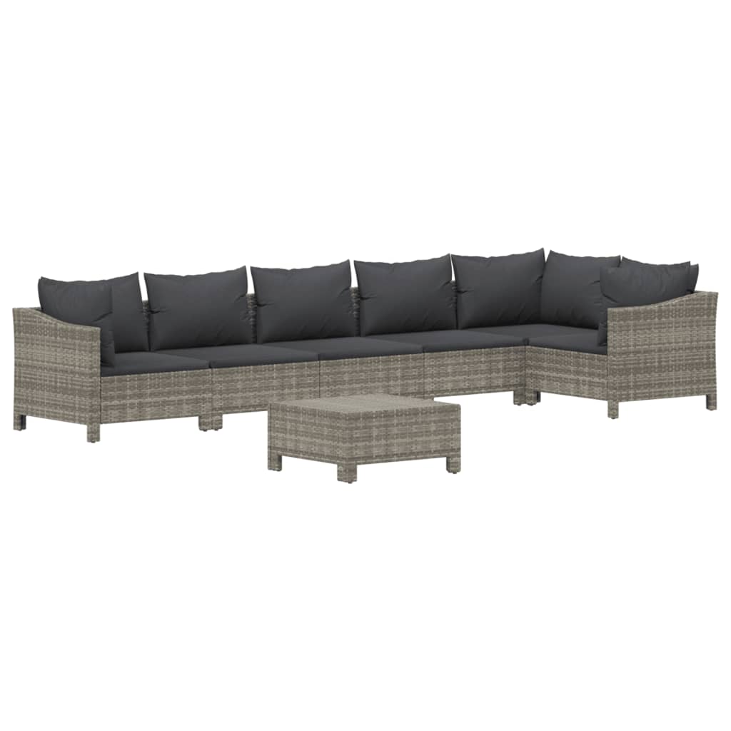 7-delige Loungeset met kussens poly rattan grijs Tuinsets | Creëer jouw Trendy Thuis | Gratis bezorgd & Retour | Trendy.nl