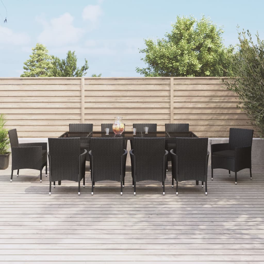 11-delige Tuinset met kussens poly rattan zwart Tuinsets | Creëer jouw Trendy Thuis | Gratis bezorgd & Retour | Trendy.nl