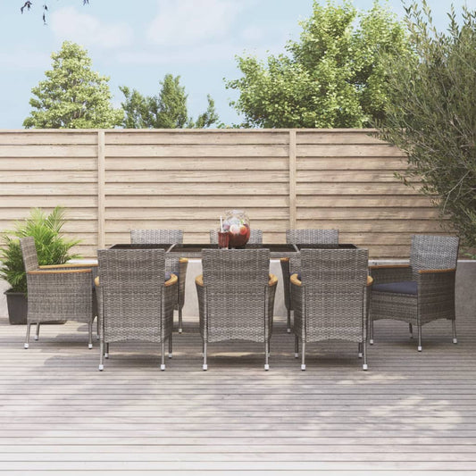 9-delige Tuinset met kussens poly rattan grijs Tuinsets | Creëer jouw Trendy Thuis | Gratis bezorgd & Retour | Trendy.nl