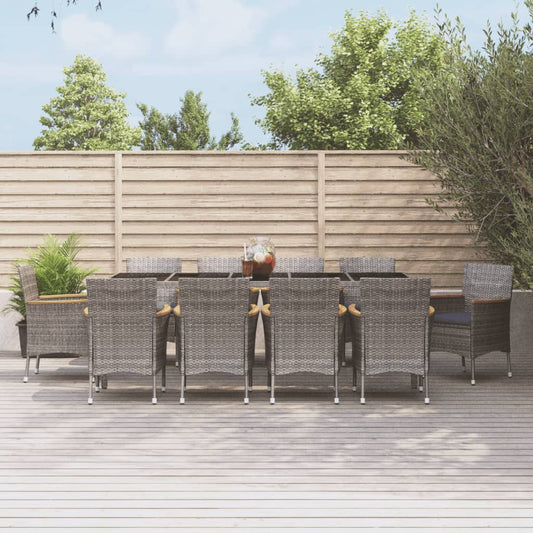 11-delige Tuinset met kussens poly rattan grijs Tuinsets | Creëer jouw Trendy Thuis | Gratis bezorgd & Retour | Trendy.nl