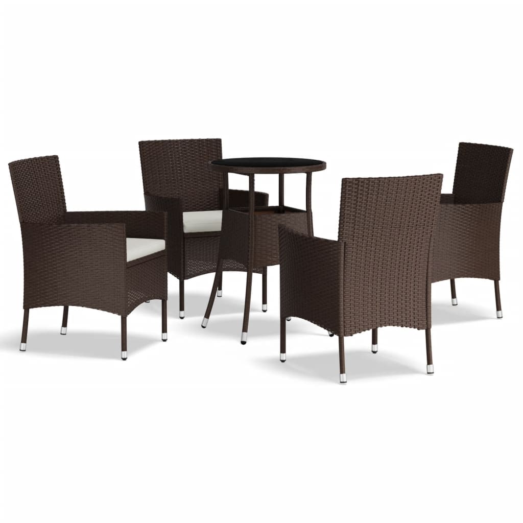 5-delige Bistroset met kussens poly rattan bruin Tuinsets | Creëer jouw Trendy Thuis | Gratis bezorgd & Retour | Trendy.nl