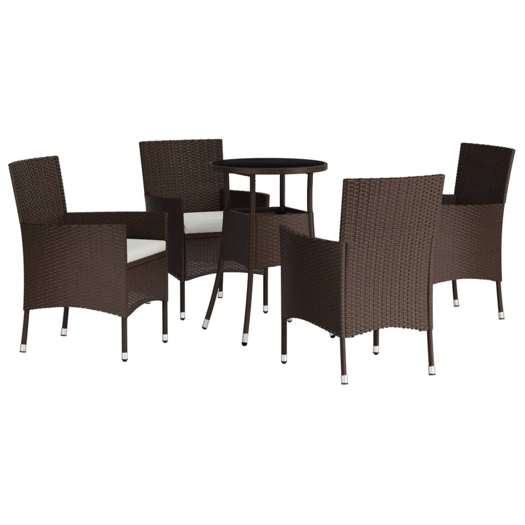 5-delige Bistroset met kussens poly rattan bruin Tuinsets | Creëer jouw Trendy Thuis | Gratis bezorgd & Retour | Trendy.nl