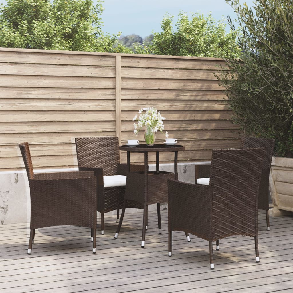 5-delige Bistroset met kussens poly rattan bruin Tuinsets | Creëer jouw Trendy Thuis | Gratis bezorgd & Retour | Trendy.nl