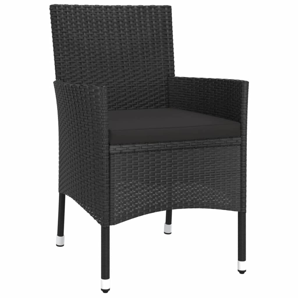 5-delige Bistroset met kussens poly rattan zwart Tuinsets | Creëer jouw Trendy Thuis | Gratis bezorgd & Retour | Trendy.nl