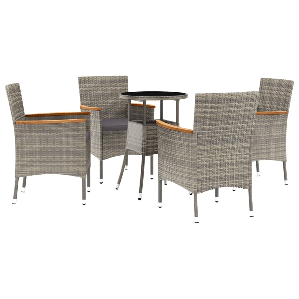 5-delige Bistroset met kussens poly rattan grijs Tuinsets | Creëer jouw Trendy Thuis | Gratis bezorgd & Retour | Trendy.nl