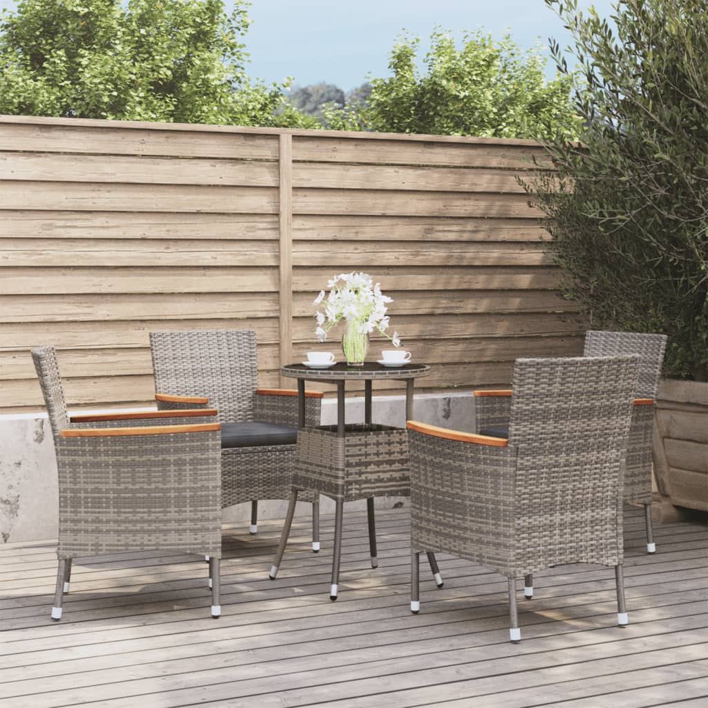 5-delige Bistroset met kussens poly rattan grijs Tuinsets | Creëer jouw Trendy Thuis | Gratis bezorgd & Retour | Trendy.nl