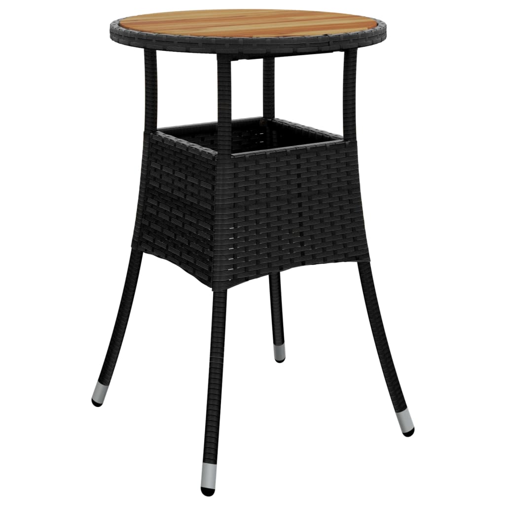 5-delige Bistroset met kussens poly rattan zwart