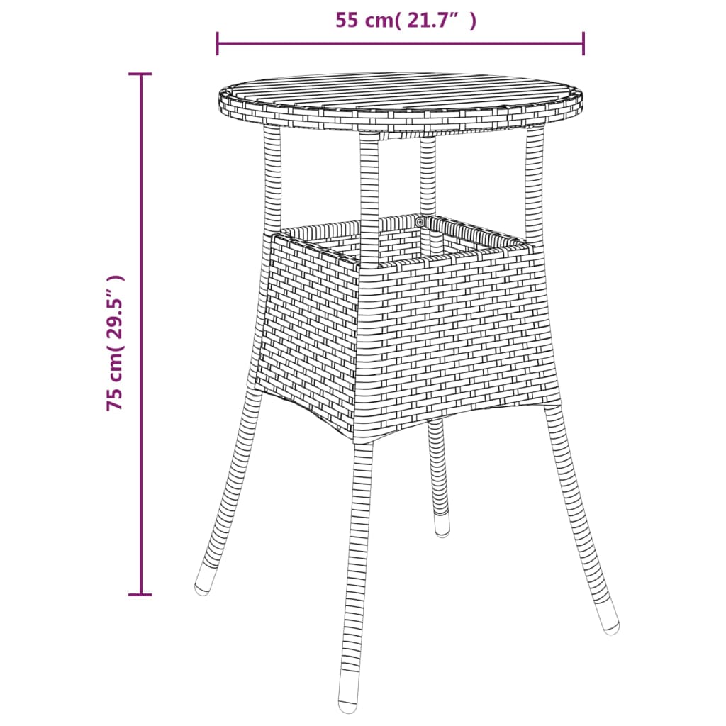 5-delige Bistroset met kussens poly rattan zwart