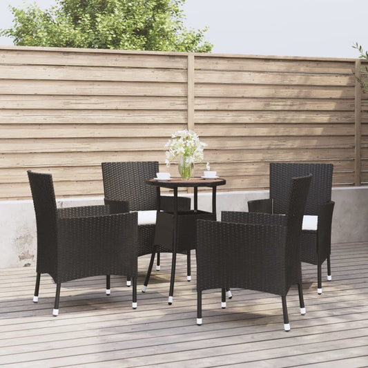 5-delige Bistroset met kussens poly rattan zwart Tuinsets | Creëer jouw Trendy Thuis | Gratis bezorgd & Retour | Trendy.nl