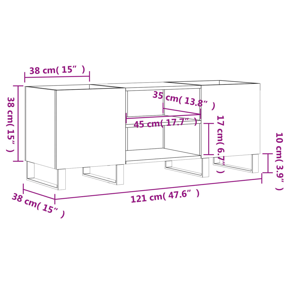 Platenkast 121x38x48 cm bewerkt hout gerookt eikenkleurig Cd- & dvd-kasten | Creëer jouw Trendy Thuis | Gratis bezorgd & Retour | Trendy.nl