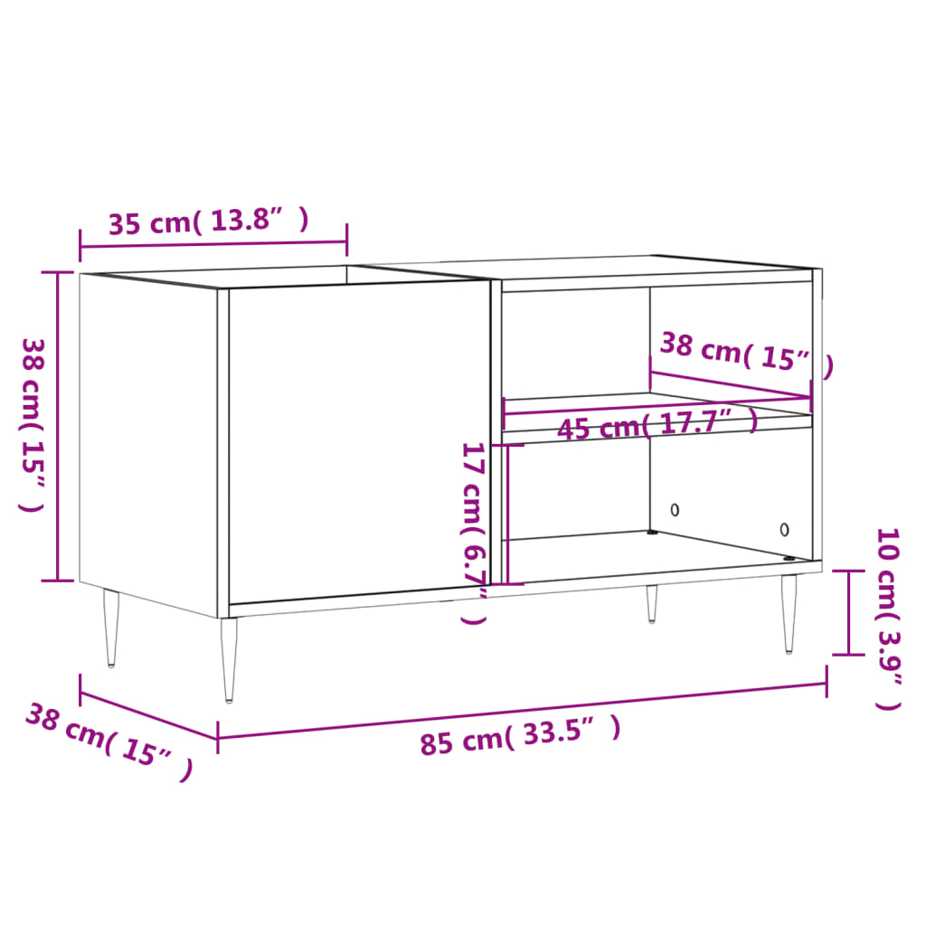 Platenkast 85x38x48 cm bewerkt hout zwart Cd- & dvd-kasten | Creëer jouw Trendy Thuis | Gratis bezorgd & Retour | Trendy.nl