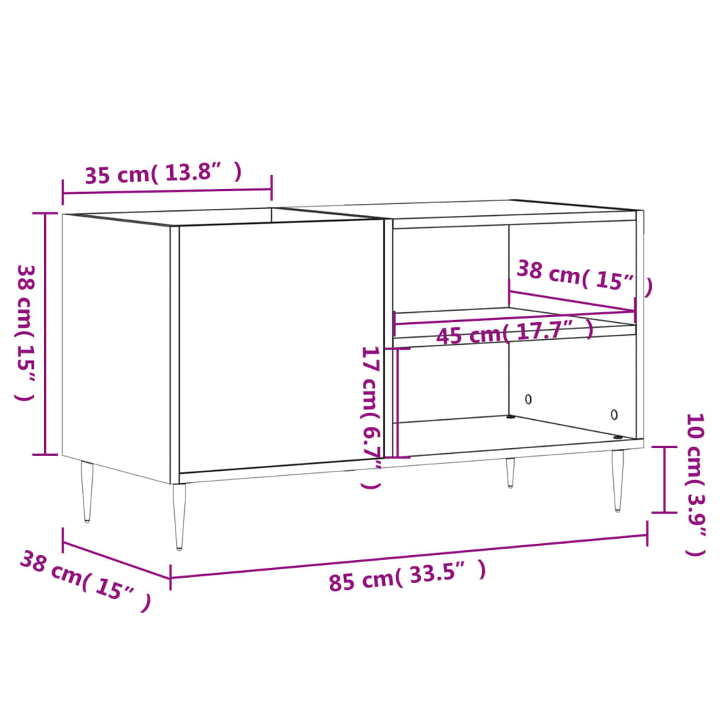 Platenkast 85x38x48 cm bewerkt hout gerookt eikenkleurig Cd- & dvd-kasten | Creëer jouw Trendy Thuis | Gratis bezorgd & Retour | Trendy.nl