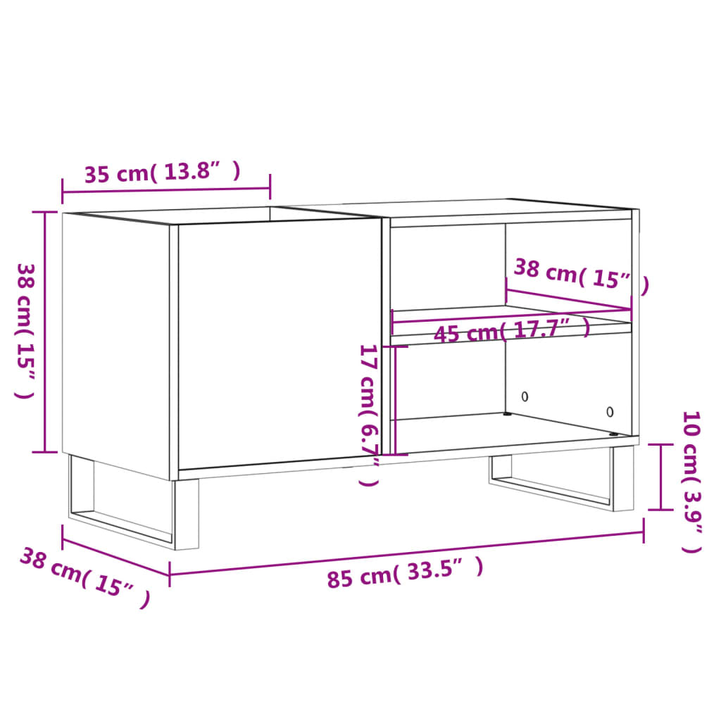 Platenkast 85x38x48 cm bewerkt hout sonoma eikenkleurig Cd- & dvd-kasten | Creëer jouw Trendy Thuis | Gratis bezorgd & Retour | Trendy.nl