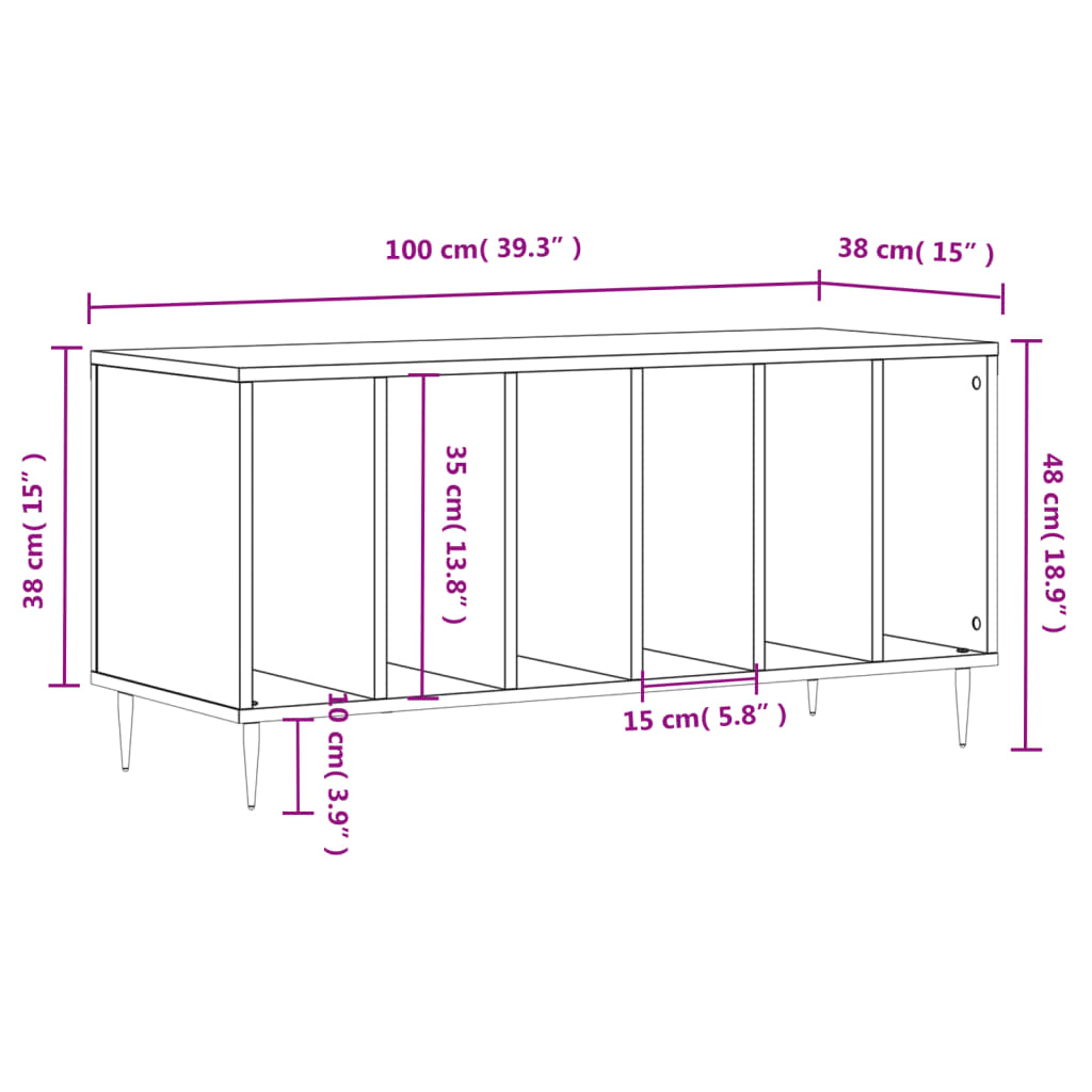 Platenkast 100x38x48 cm bewerkt hout gerookt eikenkleurig Cd- & dvd-kasten | Creëer jouw Trendy Thuis | Gratis bezorgd & Retour | Trendy.nl