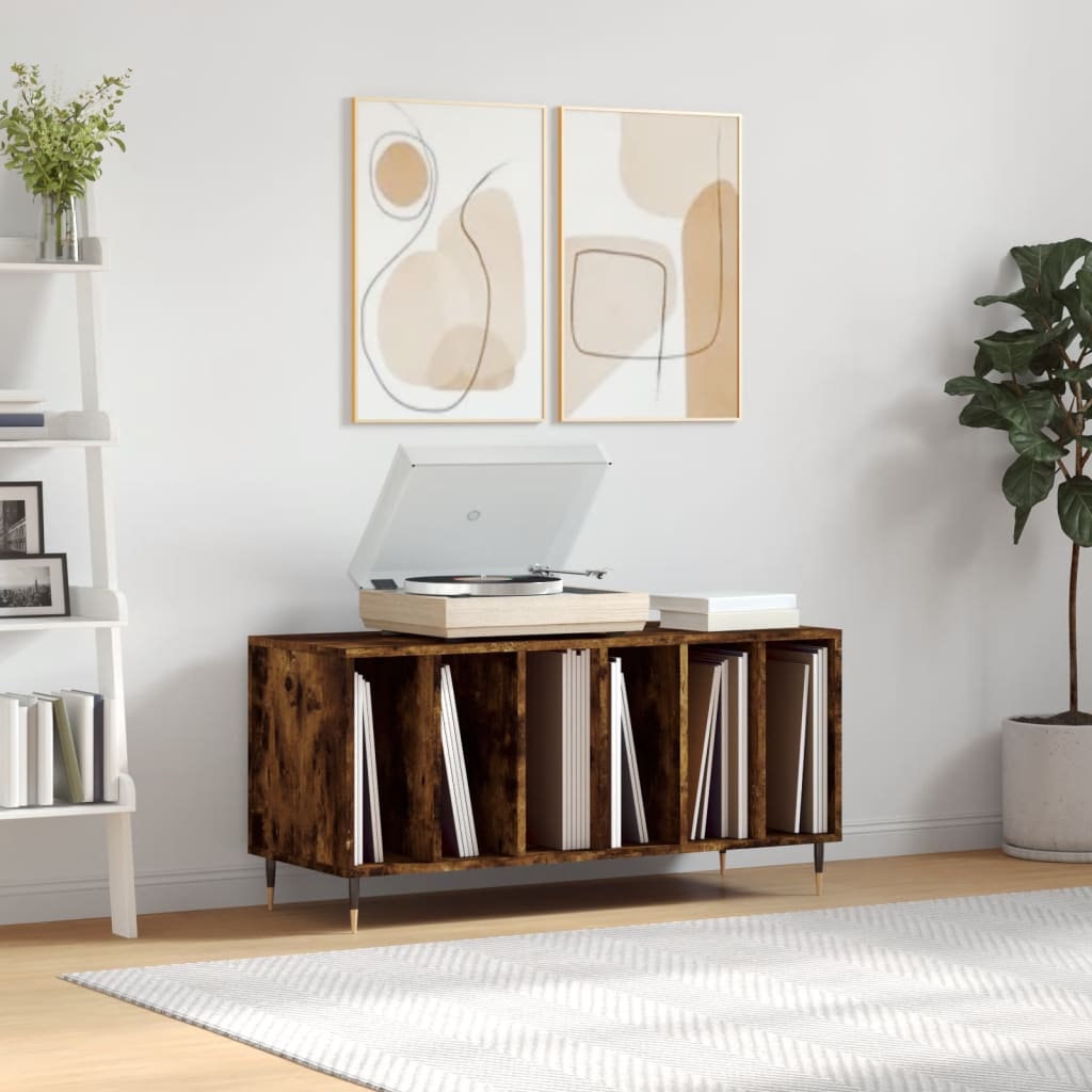 Platenkast 100x38x48 cm bewerkt hout gerookt eikenkleurig Cd- & dvd-kasten | Creëer jouw Trendy Thuis | Gratis bezorgd & Retour | Trendy.nl