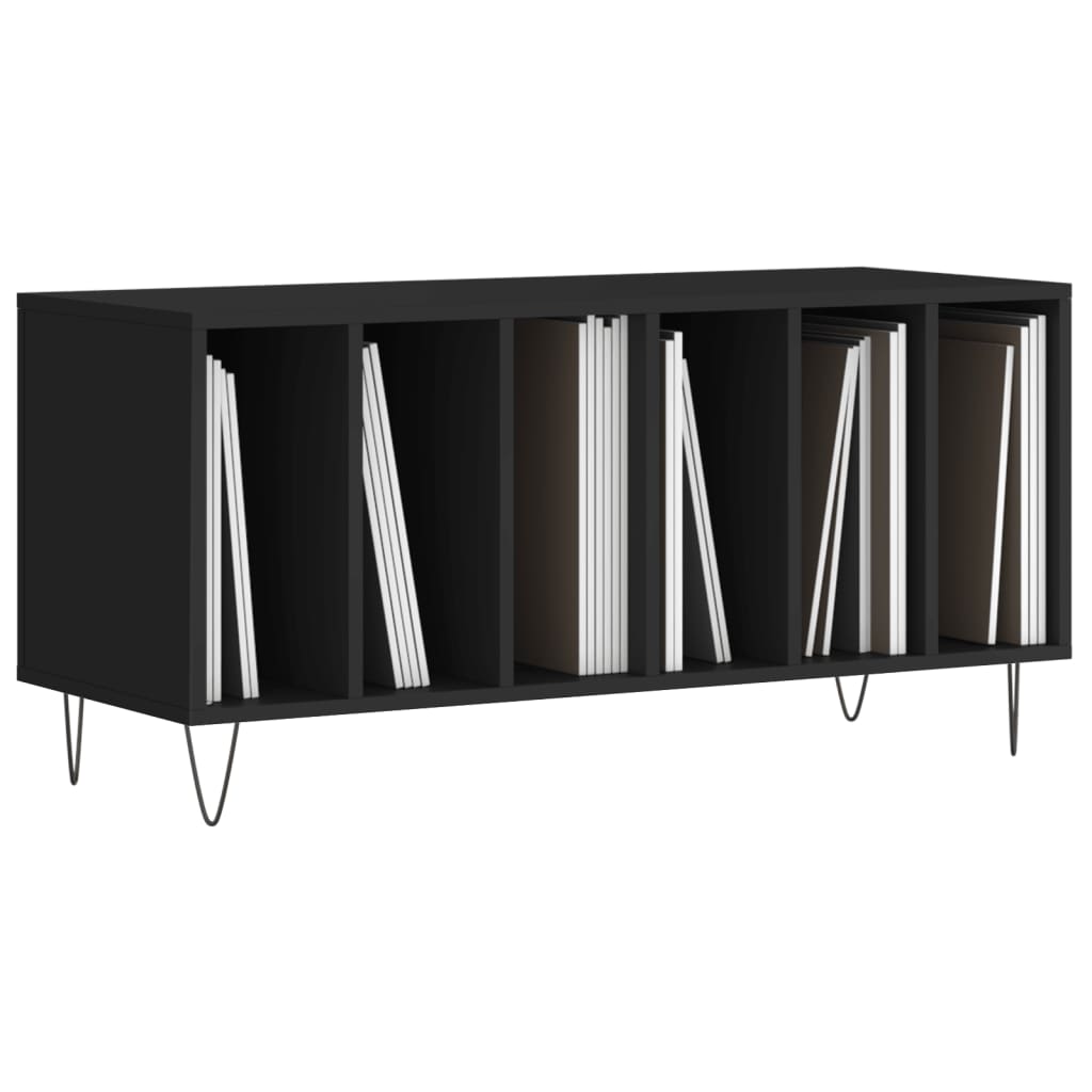 Platenkast 100x38x48 cm bewerkt hout zwart Cd- & dvd-kasten | Creëer jouw Trendy Thuis | Gratis bezorgd & Retour | Trendy.nl