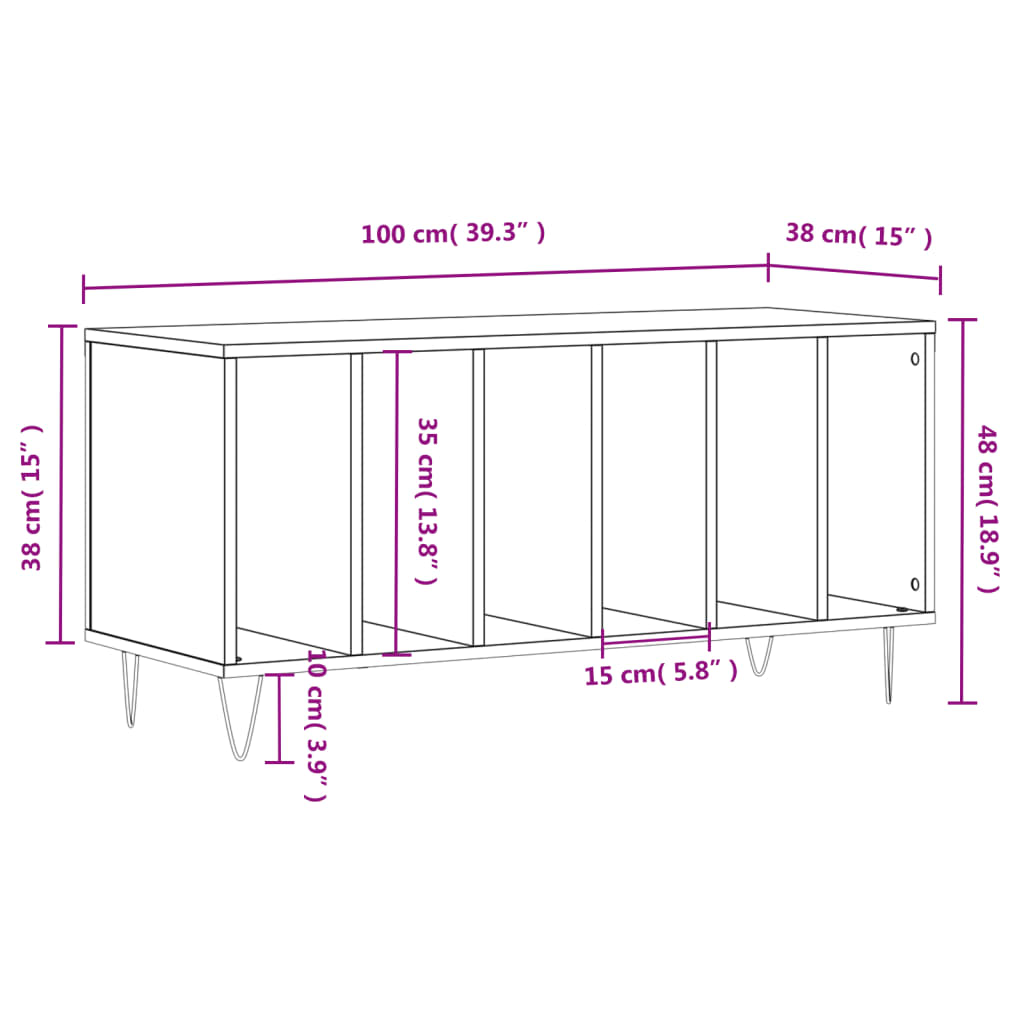 Platenkast 100x38x48 cm bewerkt hout zwart Cd- & dvd-kasten | Creëer jouw Trendy Thuis | Gratis bezorgd & Retour | Trendy.nl