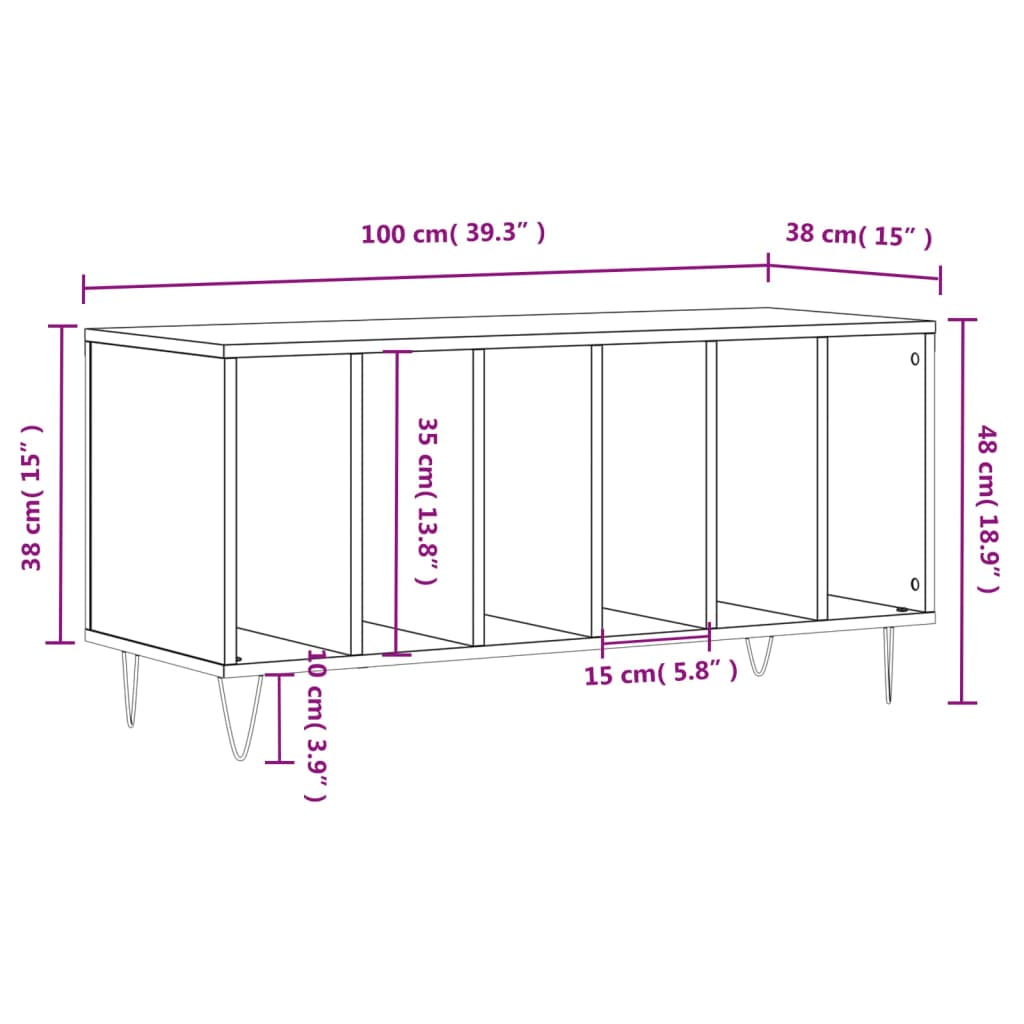 Platenkast 100x38x48 cm bewerkt hout gerookt eikenkleurig Cd- & dvd-kasten | Creëer jouw Trendy Thuis | Gratis bezorgd & Retour | Trendy.nl