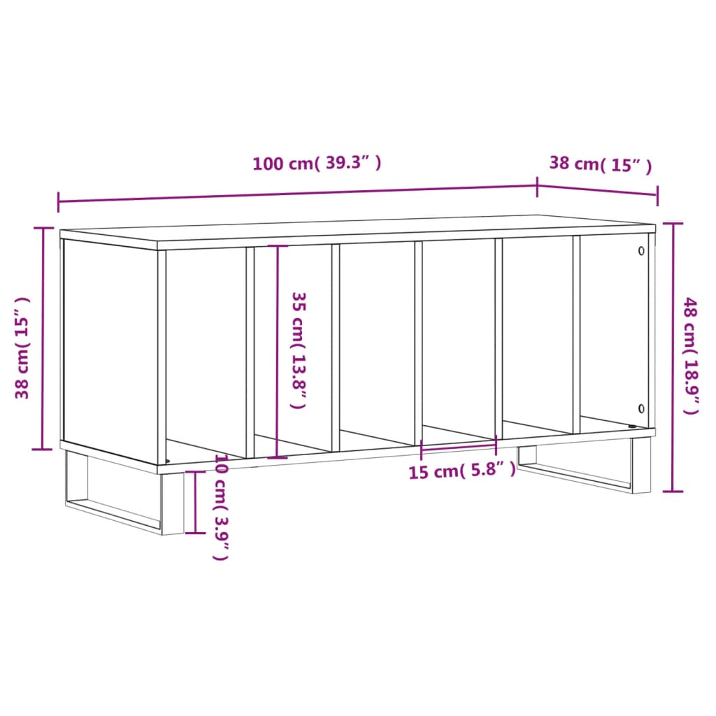 Platenkast 100x38x48 cm bewerkt hout zwart Cd- & dvd-kasten | Creëer jouw Trendy Thuis | Gratis bezorgd & Retour | Trendy.nl