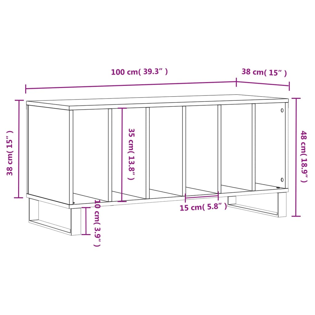 Platenkast 100x38x48 cm bewerkt hout betongrijs Cd- & dvd-kasten | Creëer jouw Trendy Thuis | Gratis bezorgd & Retour | Trendy.nl