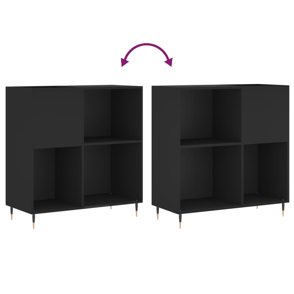 Platenkast 84,5x38x89 cm bewerkt hout zwart Cd- & dvd-kasten | Creëer jouw Trendy Thuis | Gratis bezorgd & Retour | Trendy.nl