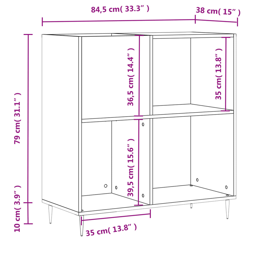 Platenkast 84,5x38x89 cm bewerkt hout zwart Cd- & dvd-kasten | Creëer jouw Trendy Thuis | Gratis bezorgd & Retour | Trendy.nl