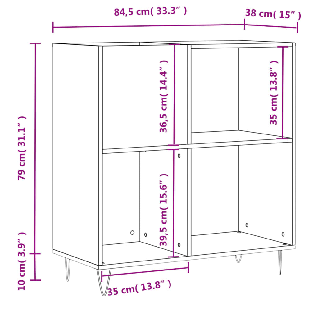 Platenkast 84,5x38x89 cm bewerkt hout gerookt eikenkleurig Cd- & dvd-kasten | Creëer jouw Trendy Thuis | Gratis bezorgd & Retour | Trendy.nl